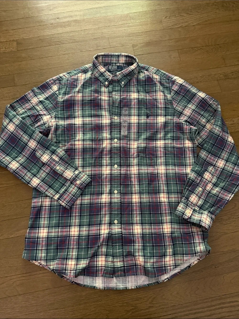 Polo by Ralph Lauren Green and Blue Plaid Button-Down Shirt